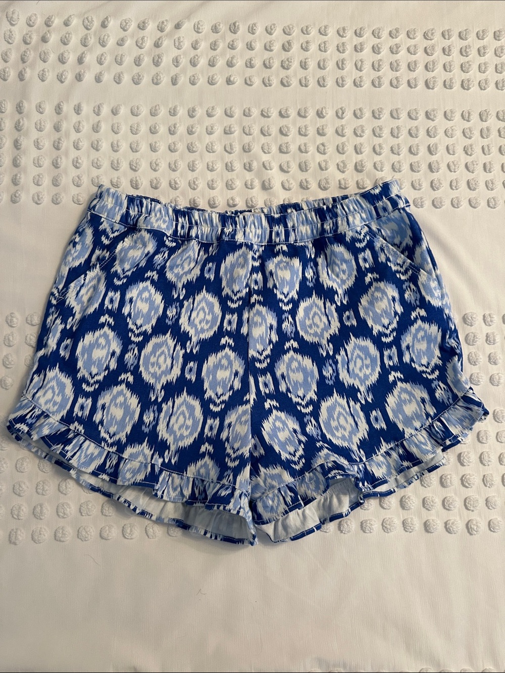 Blue Patterned Girls Shorts